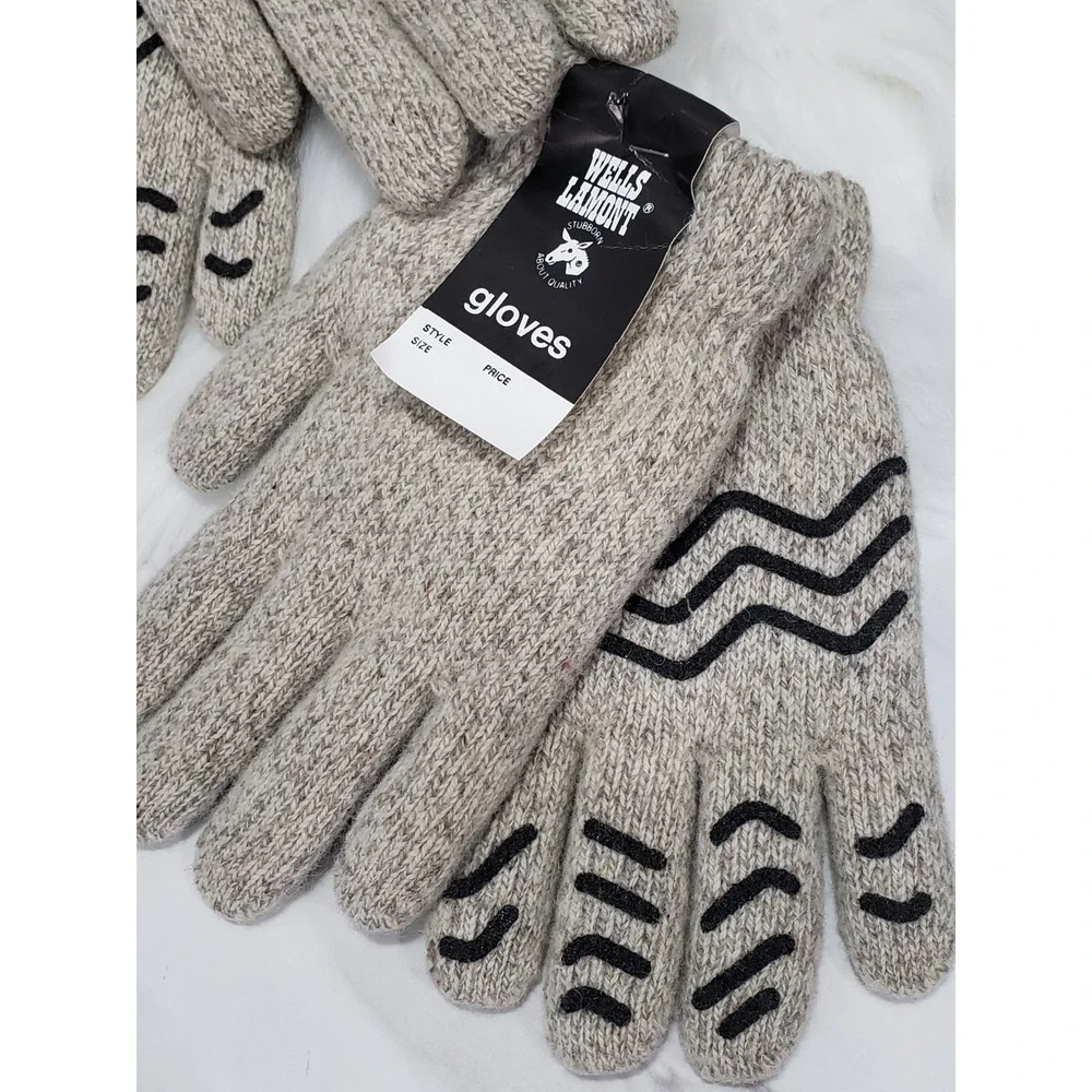 NEW VINTAGE PVC GRIP Wells Lamont Knit Gloves Winter Work Garden Outdoor Gray